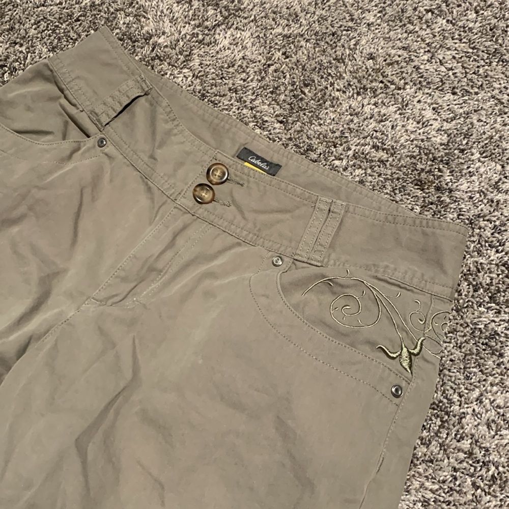 Army Green Embroidered Cargos